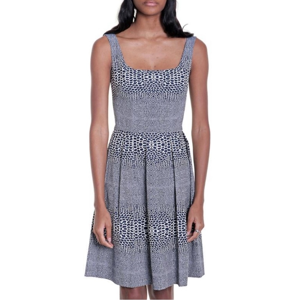 Issa London Navy and White Pebblestone Dress